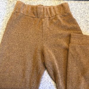 AMERICAN APPAREL Gold Brown High Waisted Fleece Leggings Joggers Made in USA